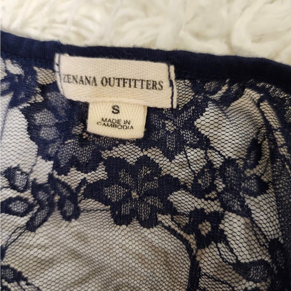 Navy Blue Lace Top, Women's Small - Picture 5 of 8